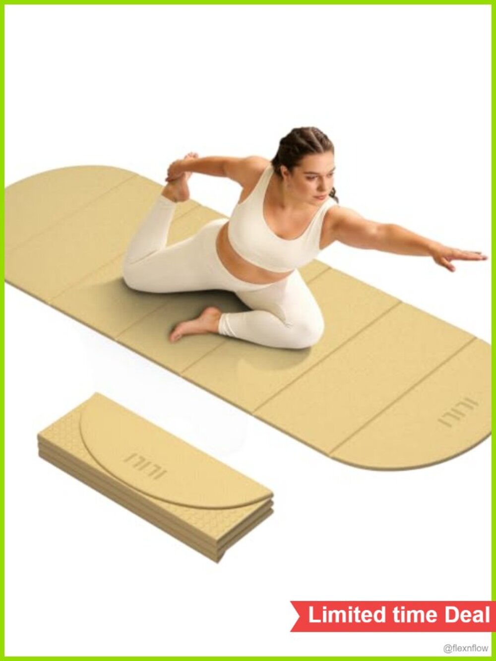 Foldable Yoga Mat 75x26 10mm Thick Exercise Mat TPE Non-Slip